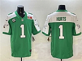 Men's Philadelphia Eagles #1 Jalen Hurts Green White 2025 Super Bowl LIX Patch And 4-Star C Patch F.U.S.E. Vapor Untouchable Limited Stitched Jersey Dzhi,baseball caps,new era cap wholesale,wholesale hats